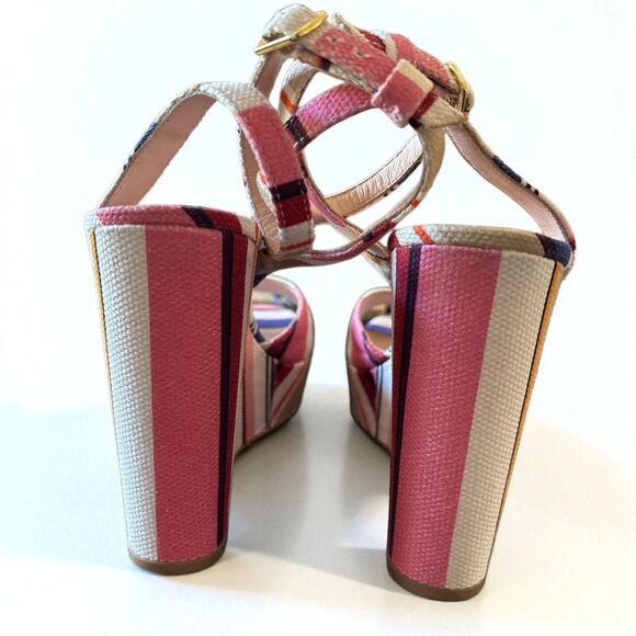 Kate Spade New York Dellie Womens Size 8M Multicolor Berber Stripe Wedge Sandal - Picture 4 of 6